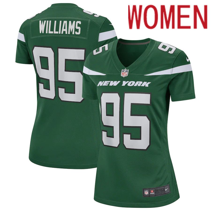 Cheap Women New York Jets 95 Quinnen Williams Nike Gotham Green Game NFL Jersey